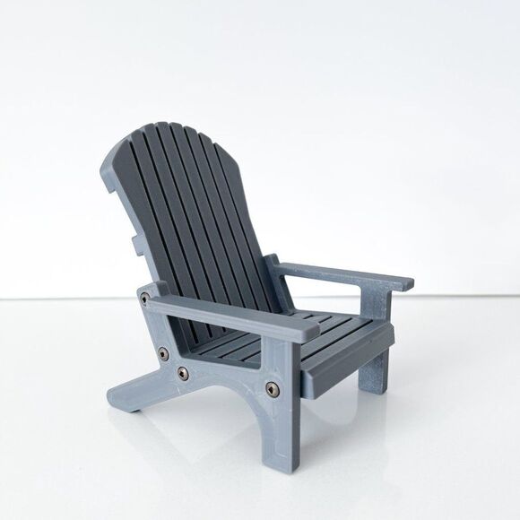 4 Charcoal Miniature Adirondack Chairs Round Firepit W/Flickering Logs 1:6 Scale - Picture 6 of 9